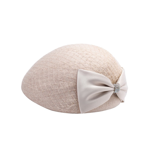 Ladies Vintage Classic Bow Fascinator - Beige