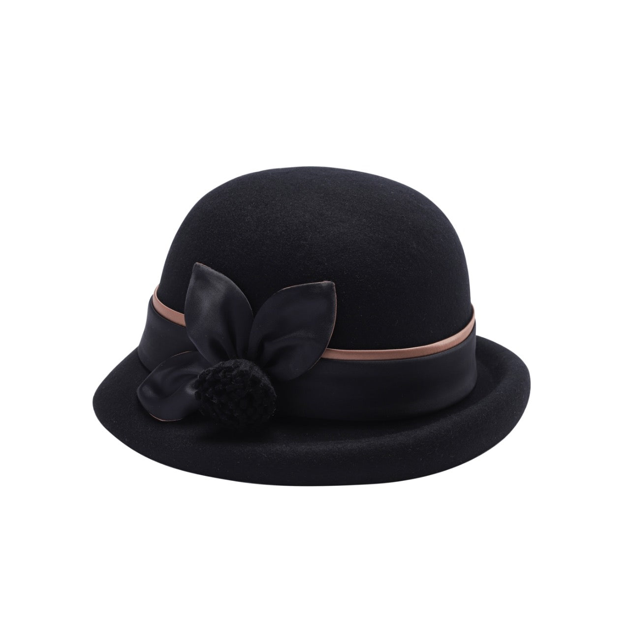 Ladies Vintage Wool Cloche Hats - Black Blossom Elegance