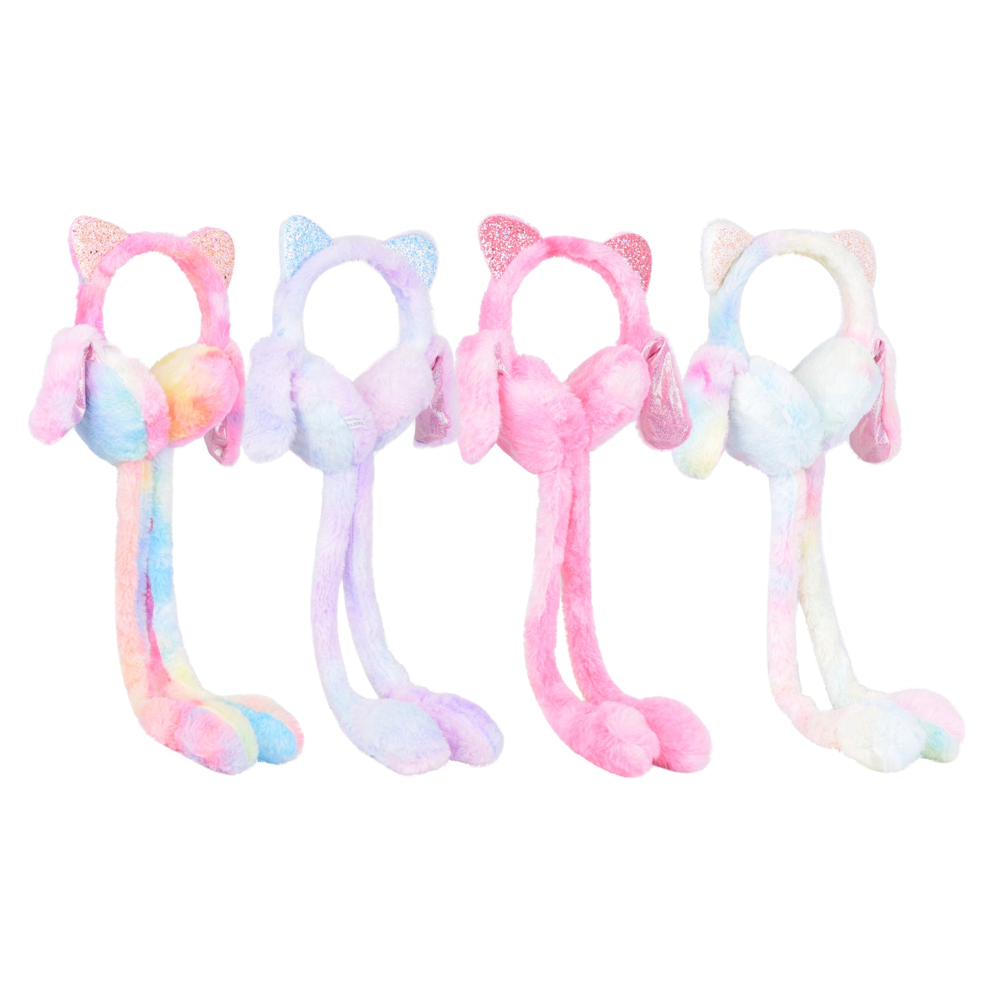 Plush Ear Moving Earmuffs - Glitter Ears (Tie Dye Colours)