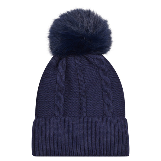 Classic Cable Knit Pompom Hats - Luxury Fur Lined