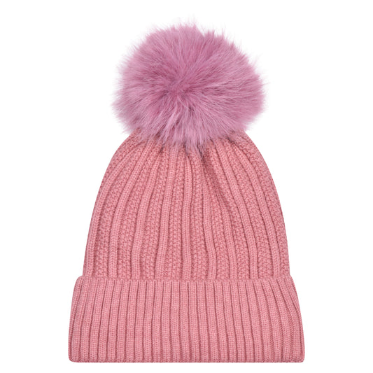 Cable Knit Pompom Hats - Luxury Fur Lined