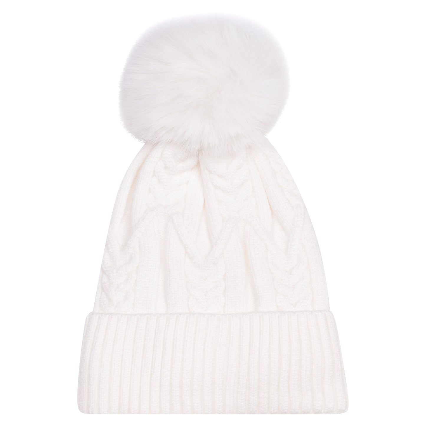 Chunky Cable Knit Pompom Hats - Luxury Fur Lined