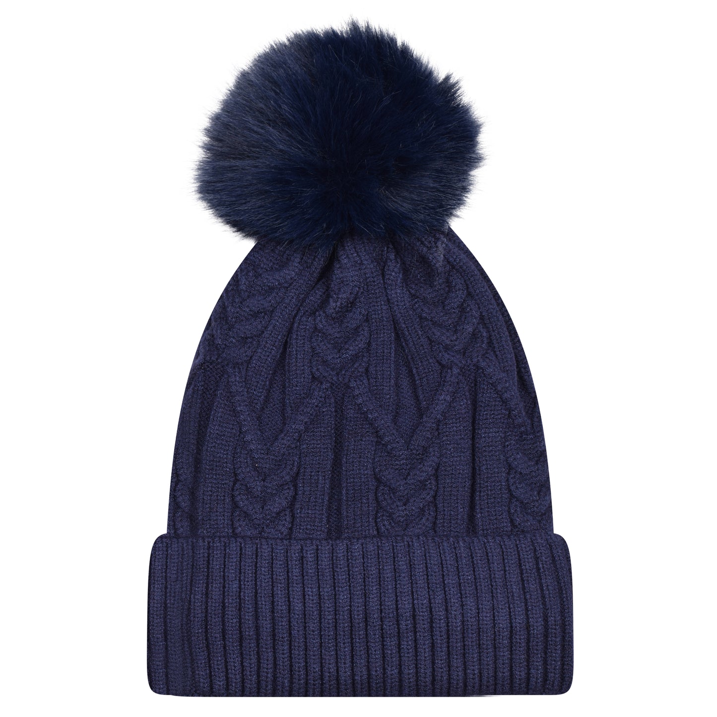 Chunky Cable Knit Pompom Hats - Luxury Fur Lined