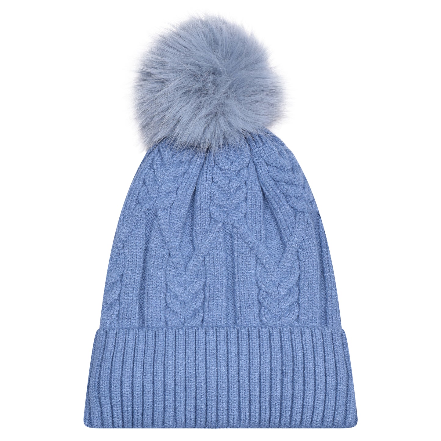 Chunky Cable Knit Pompom Hats - Luxury Fur Lined