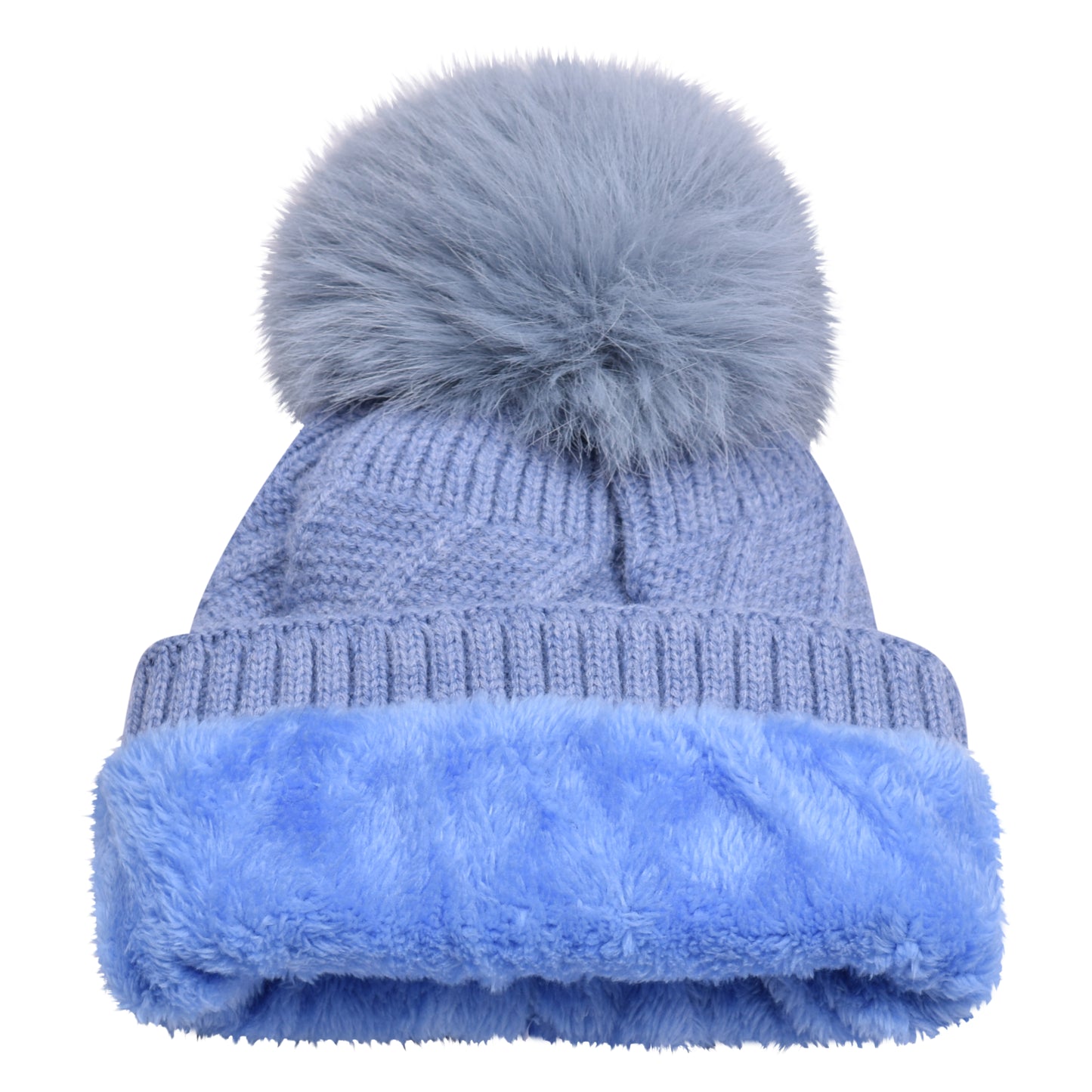 Knitted Diamante Pompom Hats - Luxury Turn up