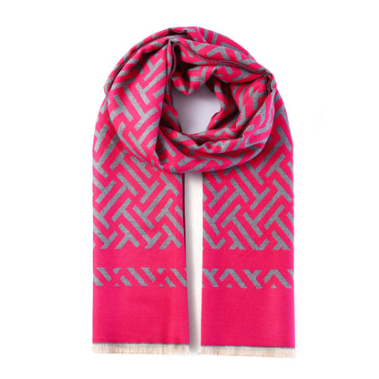 Luxurious Double Sided Jacquard Scarf - Geometric