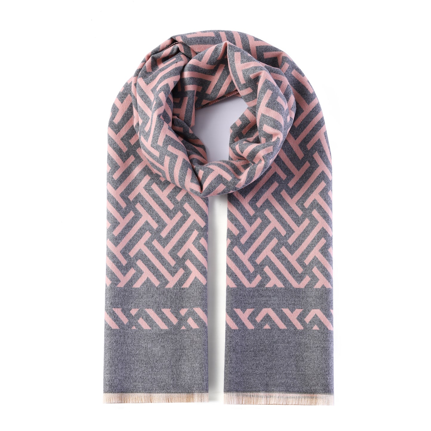 Luxurious Double Sided Jacquard Scarf - Geometric