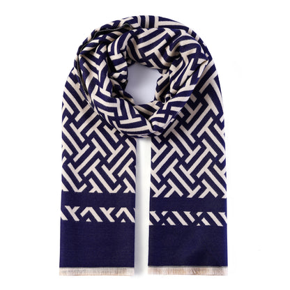 Luxurious Double Sided Jacquard Scarf - Geometric