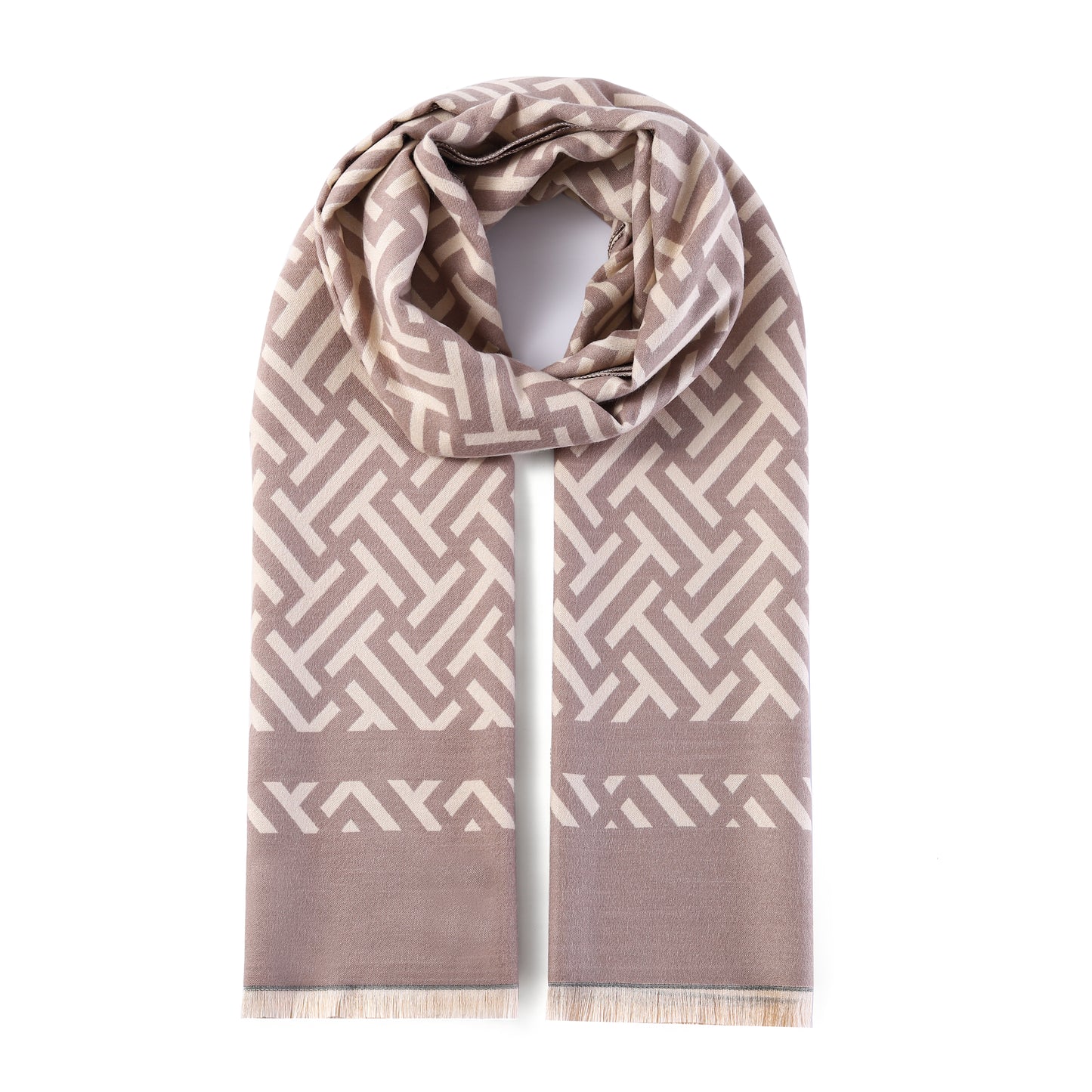 Luxurious Double Sided Jacquard Scarf - Geometric