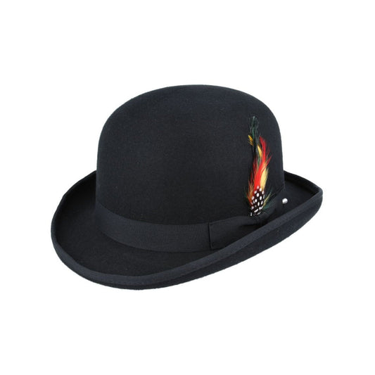 100% Wool Classic Bowler Hat - Black