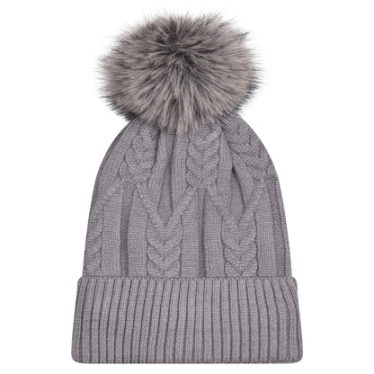 Chunky Cable Knit Pompom Hats - Luxury Fur Lined